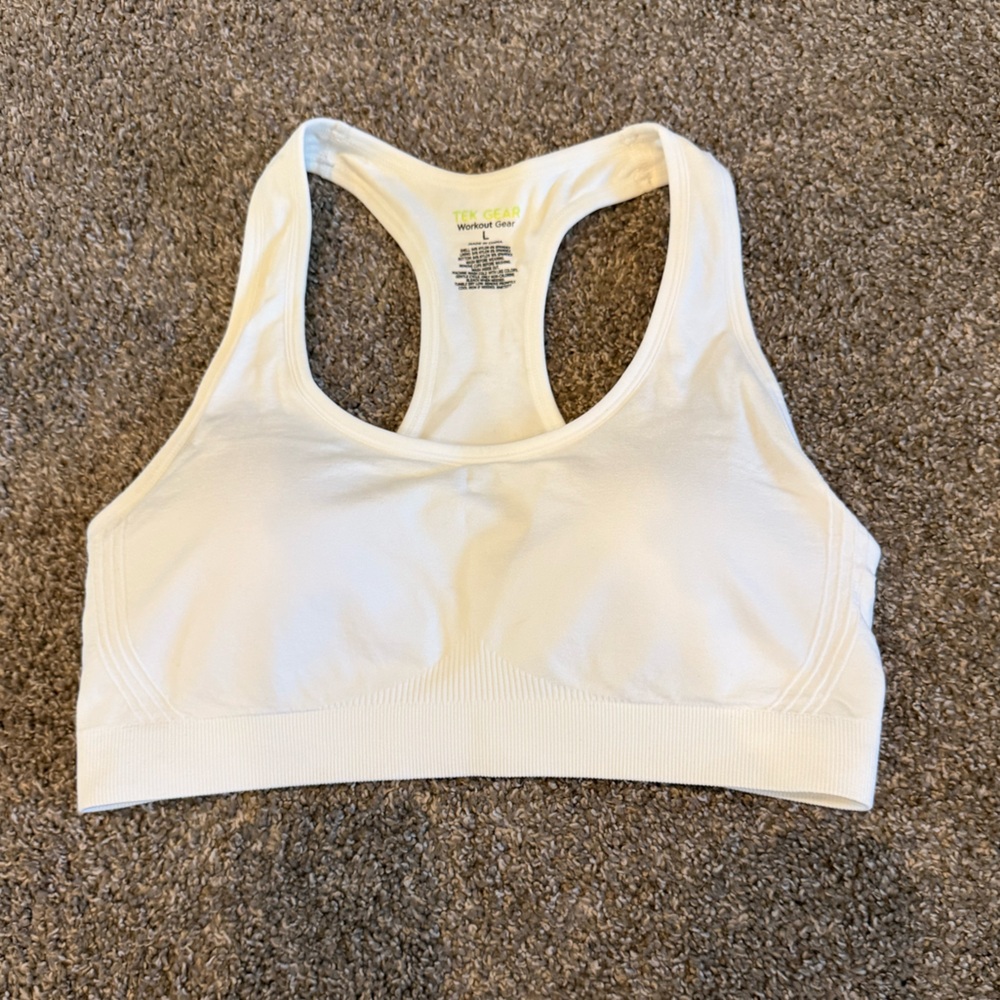 Tek Gear White Sports Bra large athletic - Picture 2 of 4